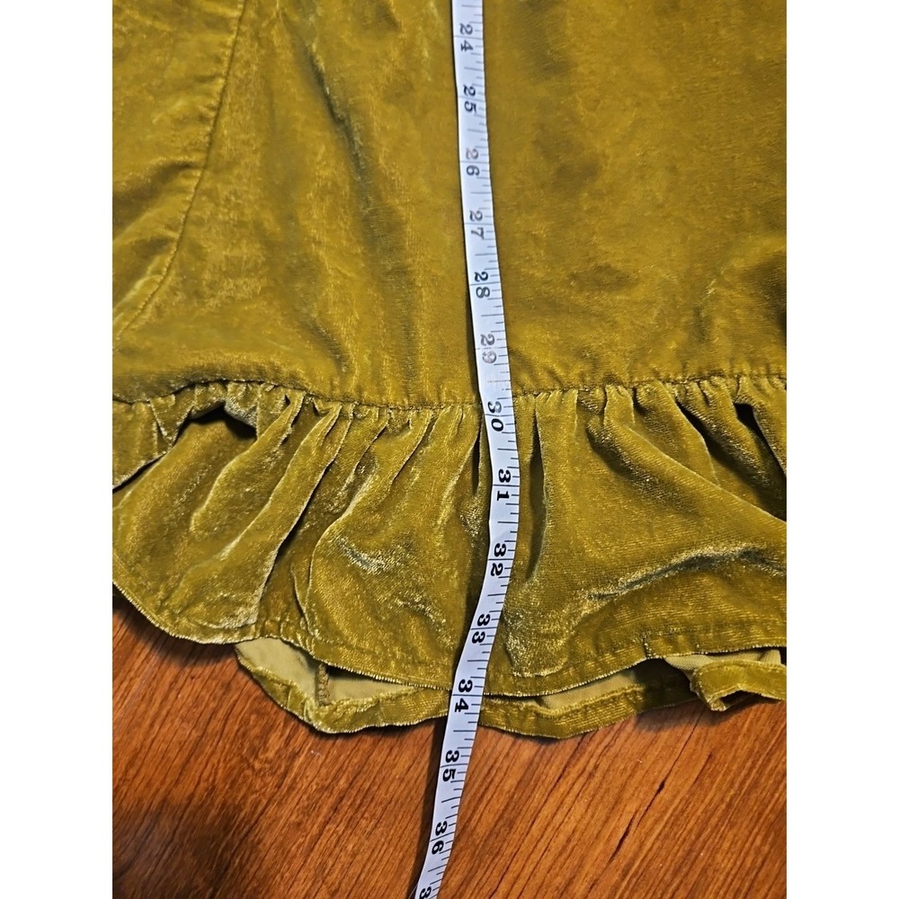 Free People Long Sleeve Estrella Velvet Mini Dress Olive Size M - Picture 5 of 8